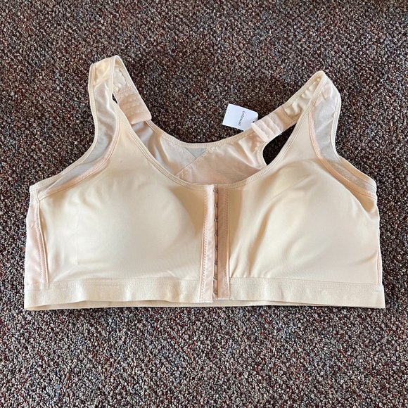 Embraced NWT 3XL front clasp racerback bra hook and eye loop pink tan - Picture 1 of 6